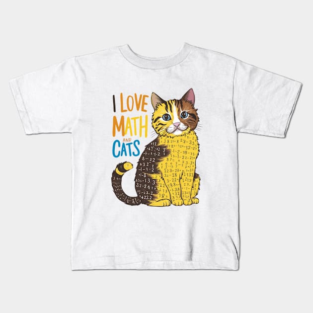 I love math and cats Kids T-Shirt by YolandaRoberts